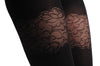 Sheer With Three Wide Lace Stripes With Flowers Footless