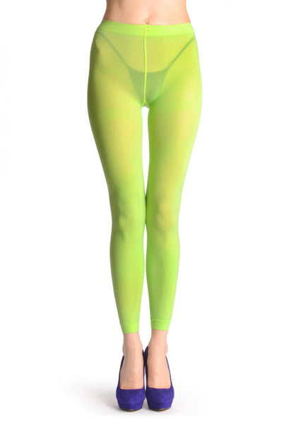 Lime Green Plain Luxury Quality 80 Denier Footless