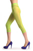 Plain Bright Green Three Quarter Tights (Capri)