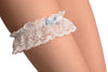 White Lace With Blue Satin Bow Garter
