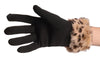 Black With Leopard Faux Fur Gloves