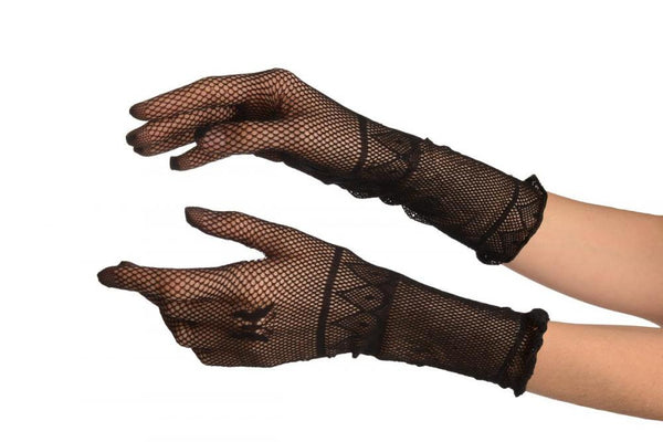 Small Hands Black Fishnet Butterfly Gloves