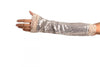 Silver Sequin Elbow Party Gloves With Lace