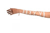 White Elasticated Satin Ribbon Arm Wraps (Gloves)