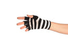 White & Black Stripes Short Fingerless Gloves