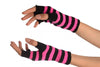 Pink & Black Stripes Short Fingerless Gloves