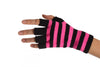 Pink & Black Stripes Short Fingerless Gloves