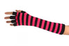 Pink & Black Stripes Fingerless Gloves