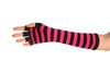 Pink & Black Stripes Fingerless Gloves