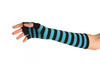 Blue & Black Stripes Fingerless Gloves