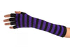 Purple & Black Stripes Fingerless Gloves