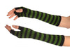 Green & Black Stripes Fingerless Gloves