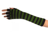 Green & Black Stripes Fingerless Gloves