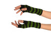 Green & Black Stripes Short Fingerless Gloves