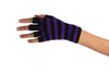 Purple & Black Stripes Short Fingerless Gloves