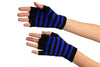 Blue & Black Stripes Short Fingerless Gloves
