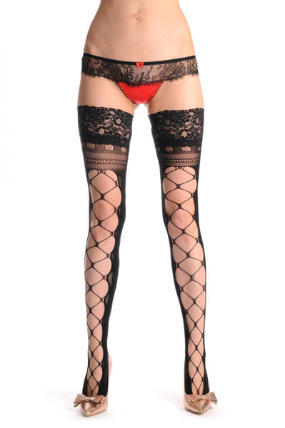 Front & Back Mesh Panels With Lace Garter