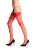 Plain Red Mesh & Lace Silicon Garter Fishnet