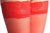 Plain Red Mesh & Lace Silicon Garter Fishnet