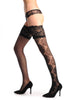 Black Small Dots With Wide Lace Seam & Silicon Lace Garter