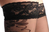 Black Flowers On The Side With Lace Silicon Garter 20 Den