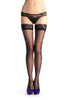 Black Flowers On The Side With Lace Silicon Garter 20 Den