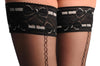Double Back Seam & Silicon Garter With Grey Bows