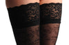 Luxurious Black Mesh With Black Flowers Top & Floral Silicon Garter