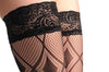 Black & Transparent Rectangles Fishnet With Lace Silicon Garter