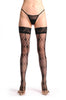Black & Transparent Rectangles Fishnet With Lace Silicon Garter
