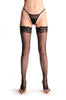 Black Fishnet With Back Seam And Lace Silicon Garter