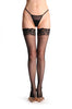 Black Fishnet With Back Seam And Lace Silicon Garter
