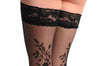 Black With Black Roses At The Back & Lace Silicon Garter