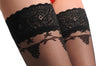 Black With Opaque Woven Rose & Floral Silicon Garter