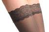 Grey Luxurious Hold Ups With Floral Silicon Lace 60 Den