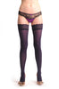 Purple Luxurious Hold Ups With Floral Silicon Lace 60 Den
