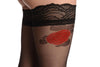 Black With Red Rose Top With Silicon Lace 20 Den