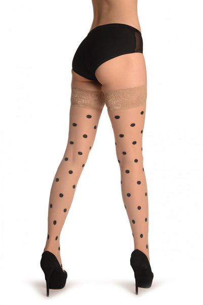 Black Woven Polka Dot On Nude