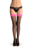Black Fishnet With Neon Pink Silicone Lace