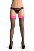 Black Fishnet With Neon Pink Silicone Lace