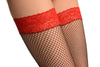 Black Fishnet With Red Seam &  Silicone Lace