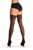 Brown Luxurious Hold Ups With Floral Silicon Lace 60 Den