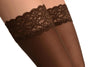 Brown Luxurious Hold Ups With Floral Silicon Lace 60 Den