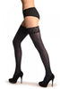 Dark Blue Luxurious Hold Ups With Floral Silicon Lace 60 Den