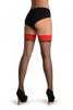 Black With Red Rounded Petals Top Silicon Garter