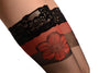 Black With Red Flower & Matching Velvet Silicon Garter