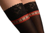 Black With Red Squares Top And Floral Silicon Garter