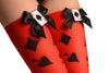 Red With Playing Card Suit Print & Black Satin Bow