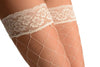 Cream Large Fishnet With Silicon Garter