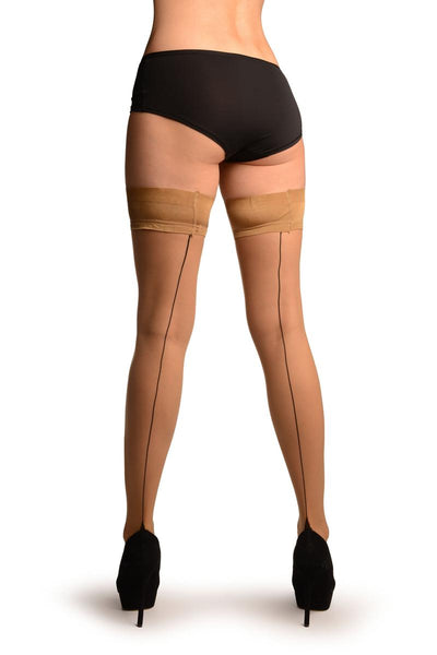 Beige With Black Seam And Silicon Garter